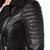 Women's  black  lambskin leather jacket-cross zipper & quilted shoulder style