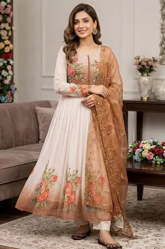 New womens trendy  rustic bloom flared gown  set