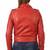 Women's  red  lambskin leather jacket-asymmetric zipper & waist belt  style