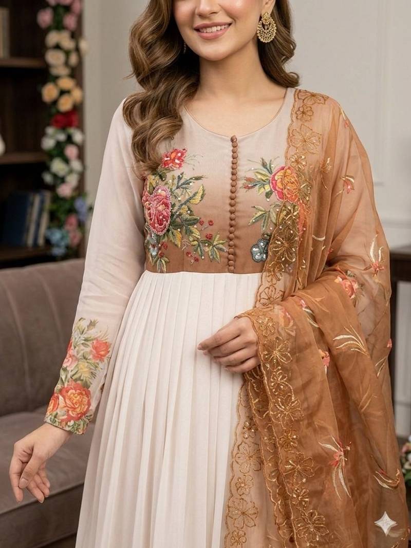 New womens trendy  rustic bloom flared gown  set