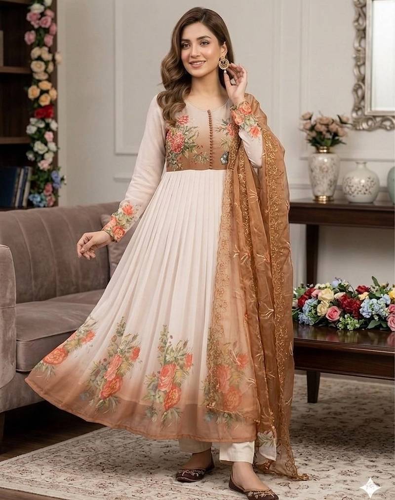 New womens trendy  rustic bloom flared gown  set