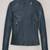 Women's  navy blue lambskin leather jacket-zipper 2 pocket style