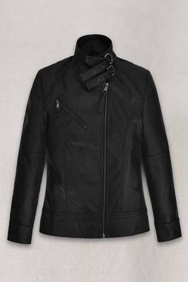 women's black lambskin leather jacket classic zip up style versatile 1