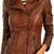 Women's  brown  lambskin leather jacket-asymmetric zipper  style