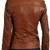 Women's  brown  lambskin leather jacket-asymmetric zipper  style