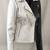 Women's  black & white  lambskin leather jacket-asymmetric zipper  style