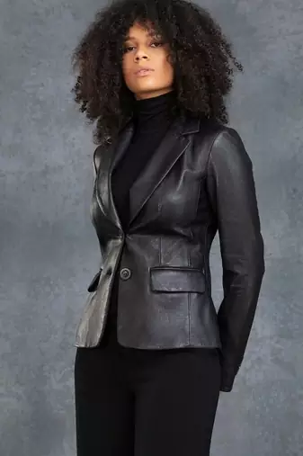 women's black and white lambskin leather jacket classic zip up premium