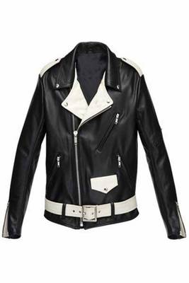 women's black and white lambskin leather jacket asymmetrical zip closure premium 1