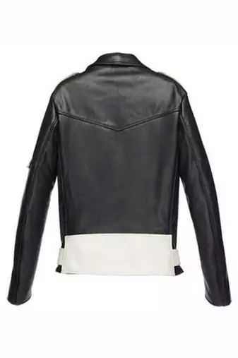 women's black and white lambskin leather jacket asymmetrical zip closure premium