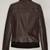 Women's  brown lambskin leather jacket-rib cuff & waist ribb style