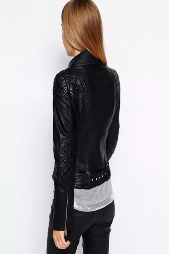 women's black premium lambskin leather jacket asymmetrical zip closure premium
