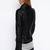 Women's  black lambskin leather jacket-asymmetric zipper & waist belt style