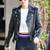 Women's  black lambskin leather jacket-asymmetric zipper & waist belt style