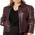 Women's burgundy lambskin leather jacket zipper style
