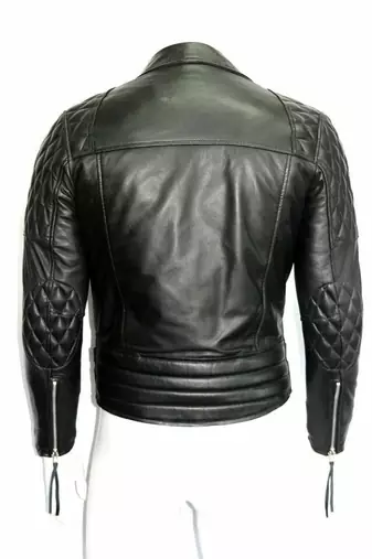women's black premium lambskin leather jacket asymmetrical zip closure modern