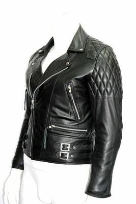 women's black premium lambskin leather jacket asymmetrical zip closure modern 1