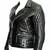 Women's  black lambskin leather jacket-asymmetric zipper & waist belt style