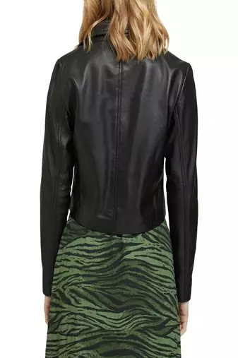 women's black lambskin leather jacket classic zip up style timeless