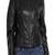 Women's  black lambskin leather jacket-straight zipper&  café racer  style