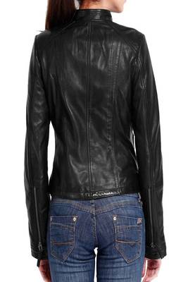 women's black lambskin leather jacket classic zip up style distinctive 2