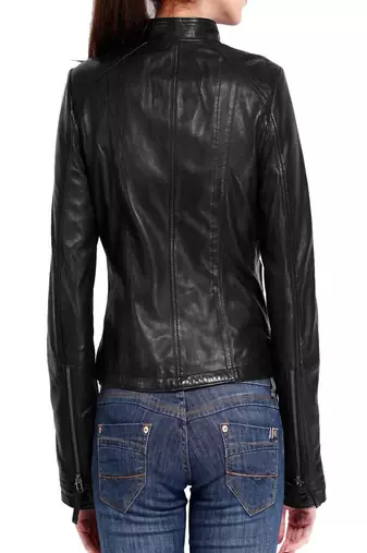 women's black lambskin leather jacket classic zip up style distinctive