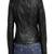 Women's  black lambskin leather jacket-straight zipper&  café racer  style
