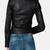Women's  black lambskin leather jacket-asymmetric zipper & waist belt style