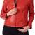 Women's  red lambskin leather jacket-straight zipper style