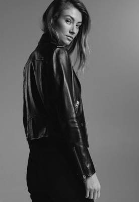 women's black premium lambskin leather jacket asymmetrical zip closure authentic 4