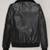 Women's  black lambskin leather jack et- silver-straight zipper & feather collar   style