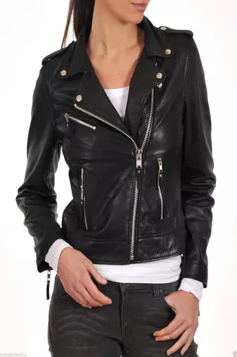 women's black lambskin leather jacket classic zip up style deluxe