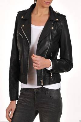 women's black lambskin leather jacket classic zip up style deluxe 2