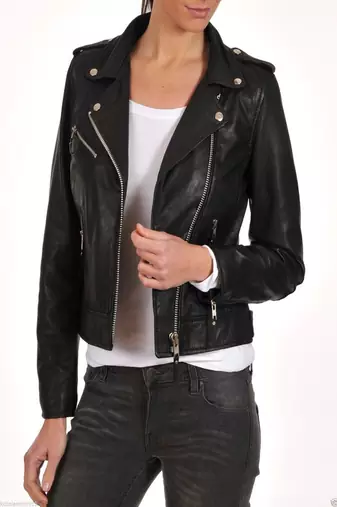 women's black lambskin leather jacket classic zip up style deluxe