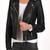 Women's  black lambskin leather jack et- silver-zippered pockets & shoulder tag  style