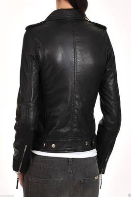 women's black lambskin leather jacket classic zip up style deluxe 3