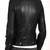 Women's  black lambskin leather jack et- silver-zippered pockets & shoulder tag  style