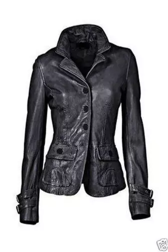 women's black lambskin leather jacket classic zip up style signature