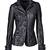 Women's  black lambskin leather jacket-2 envelope pocket & buton detail style