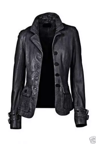 women's black lambskin leather jacket classic zip up style signature