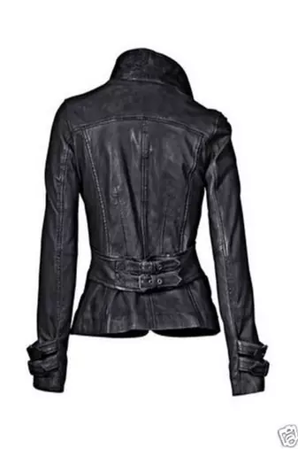 women's black lambskin leather jacket classic zip up style signature