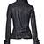Women's  black lambskin leather jacket-2 envelope pocket & buton detail style
