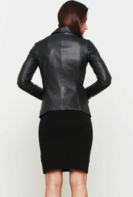women's black lambskin leather jacket classic zip up style unique 2