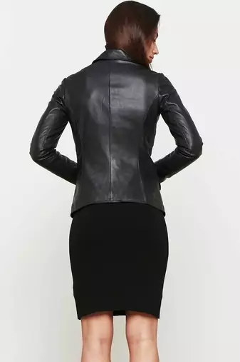 women's black lambskin leather jacket classic zip up style unique