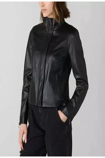 women's black lambskin leather jacket classic zip up style special
