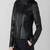Women's  black lambskin leather jacket-2 pocket & café racer style