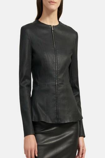 women's black lambskin leather jacket classic zip up style original
