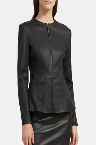 women's black lambskin leather jacket classic zip up style original