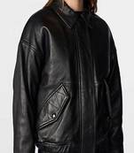 women's black lambskin leather jacket classic zip up style high quality