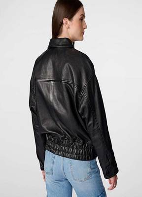 women's black lambskin leather jacket classic zip up style high quality 2