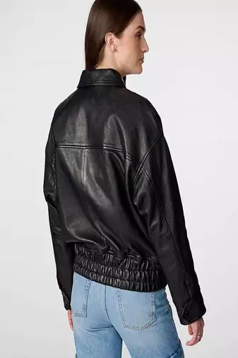 women's black lambskin leather jacket classic zip up style high quality